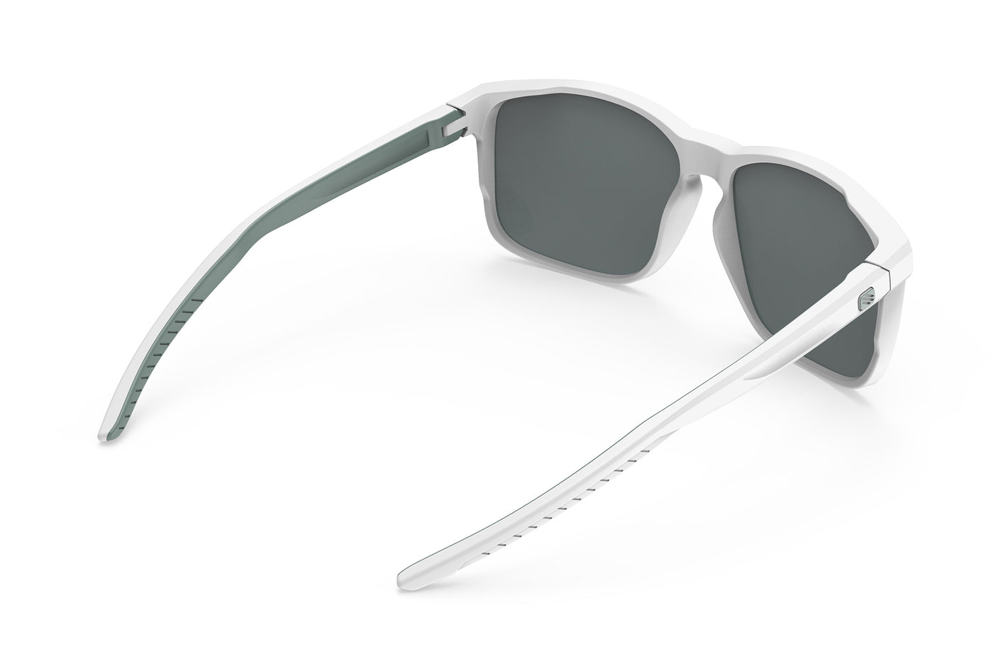 Rudy Project Overlap lifestyle sunglasses are perfect for all outdoor activities and they're prescription ready#color_overlap-white-and-green-sage-matte-frame-with-laser-black-lenses