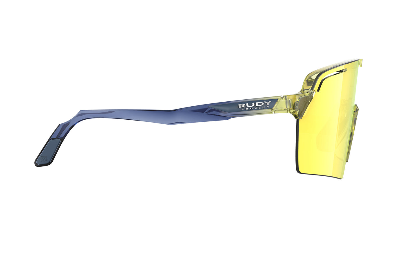 Rudy Project Spinshield Pro all-sport shield sunglasses are perfect for any outdoor activities including running, cycling, gravel biking, mountain biking, boating, golf and pickleball#color_spinshield-pro-crystal-apple-avio-frame-with-multilaser-yellow-lenses