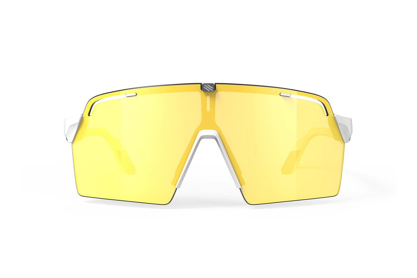Rudy Project Spinshield Pro all-sport shield sunglasses are perfect for any outdoor activities including running, cycling, gravel biking, mountain biking, boating, golf and pickleball#color_spinshield-pro-white-matte-frame-with-multilaser-yellow-lenses