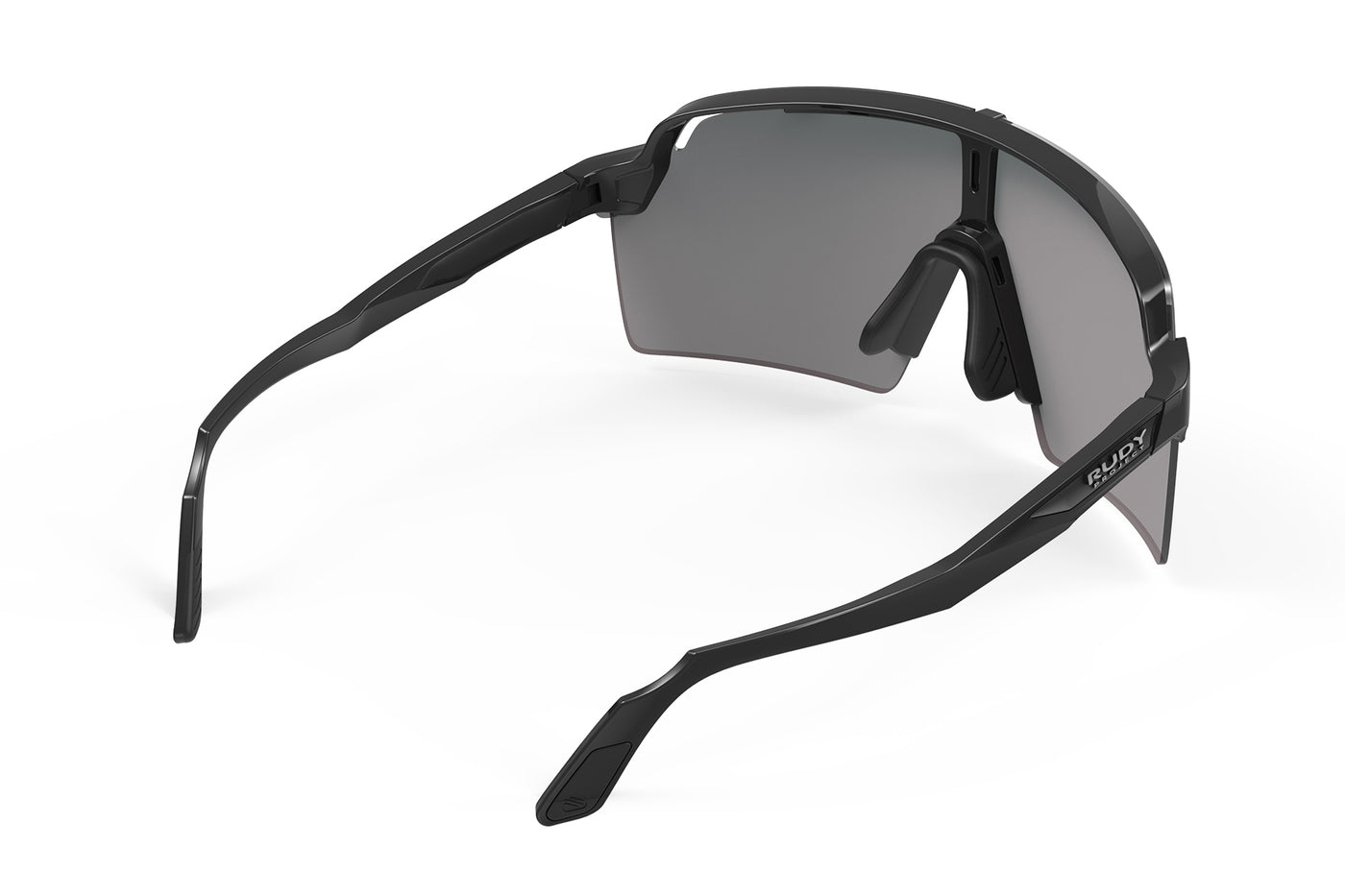 Rudy Project Spinshield Pro all-sport shield sunglasses are perfect for any outdoor activities including running, cycling, gravel biking, mountain biking, boating, golf and pickleball#color_spinshield-pro-black-gloss-frame-with-multilaser-red-lenses