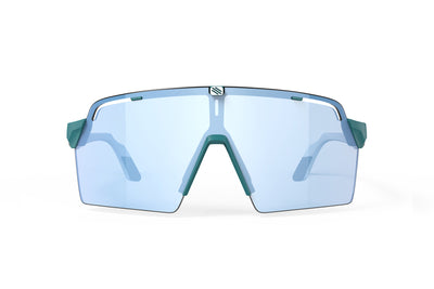 Rudy Project Spinshield Pro all-sport shield sunglasses are perfect for any outdoor activities including running, cycling, gravel biking, mountain biking, boating, golf and pickleball#color_spinshield-pro-teal-matte-frame-with-multilaser-ice-lenses