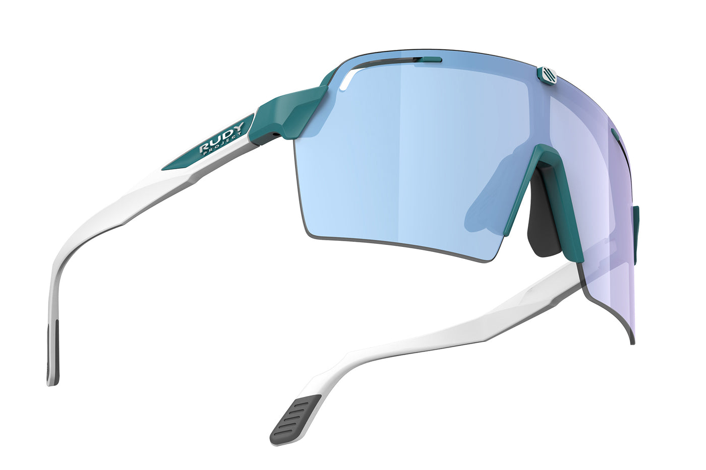 Rudy Project Spinshield Pro all-sport shield sunglasses are perfect for any outdoor activities including running, cycling, gravel biking, mountain biking, boating, golf and pickleball#color_spinshield-pro-teal-matte-frame-with-multilaser-ice-lenses