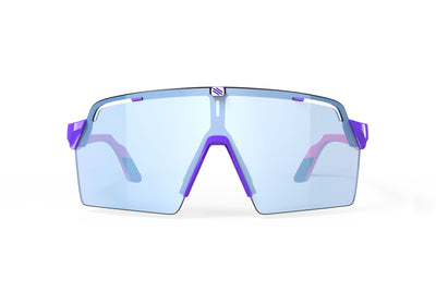 Rudy Project Spinshield Pro Limited Edition 40th Anniversary all-sport shield sunglasses are perfect for any outdoor activities including running, cycling, gravel biking, mountain biking, boating, golf and pickleball#color_spinshield-pro-40th-anniversary-violet-gloss-frame-with-multilaser-ice-lenses