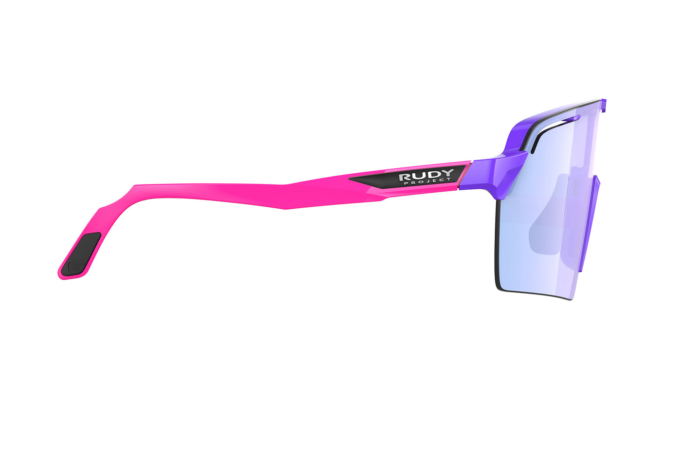 Rudy Project Spinshield Pro Limited Edition 40th Anniversary all-sport shield sunglasses are perfect for any outdoor activities including running, cycling, gravel biking, mountain biking, boating, golf and pickleball#color_spinshield-pro-40th-anniversary-violet-gloss-frame-with-multilaser-ice-lenses