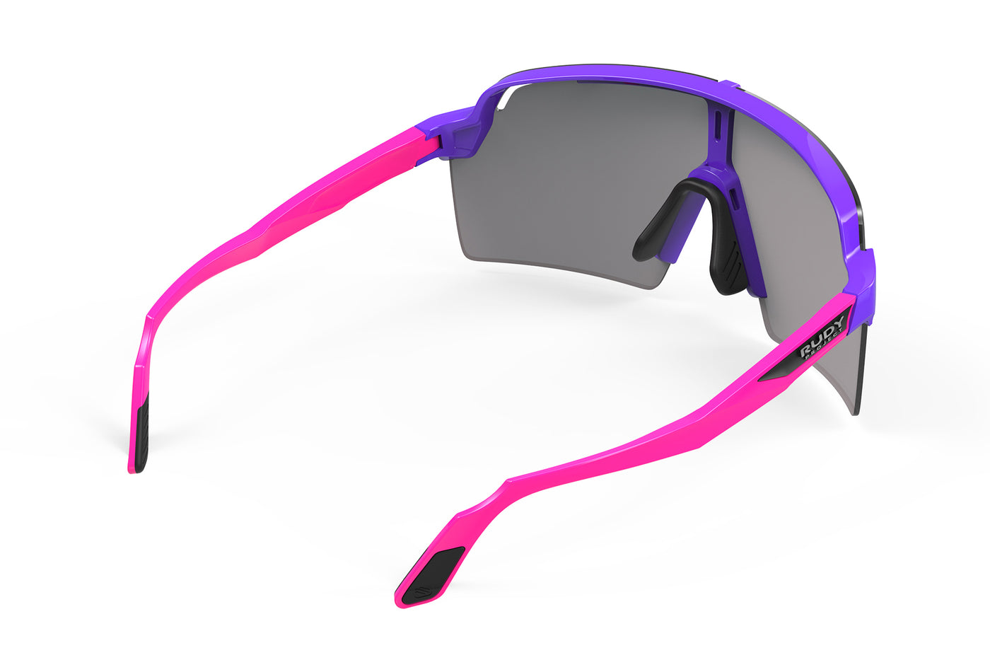 Rudy Project Spinshield Pro Limited Edition 40th Anniversary all-sport shield sunglasses are perfect for any outdoor activities including running, cycling, gravel biking, mountain biking, boating, golf and pickleball#color_spinshield-pro-40th-anniversary-violet-gloss-frame-with-multilaser-ice-lenses