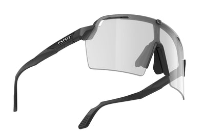 Rudy Project Spinshield Pro all-sport shield sunglasses are perfect for any outdoor activities including running, cycling, gravel biking, mountain biking, boating, golf and pickleball#color_spinshield-pro-black-matte-frame-with-impactx-photochromic-2-laser-black-lenses