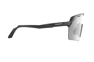 Rudy Project Spinshield Pro all-sport shield sunglasses are perfect for any outdoor activities including running, cycling, gravel biking, mountain biking, boating, golf and pickleball#color_spinshield-pro-black-matte-frame-with-impactx-photochromic-2-laser-black-lenses