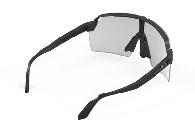 Rudy Project Spinshield Pro all-sport shield sunglasses are perfect for any outdoor activities including running, cycling, gravel biking, mountain biking, boating, golf and pickleball#color_spinshield-pro-black-matte-frame-with-impactx-photochromic-2-laser-black-lenses