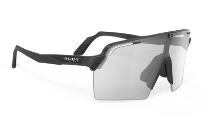 Rudy Project Spinshield Pro all-sport shield sunglasses are perfect for any outdoor activities including running, cycling, gravel biking, mountain biking, boating, golf and pickleball#color_spinshield-pro-black-matte-frame-with-impactx-photochromic-2-laser-black-lenses