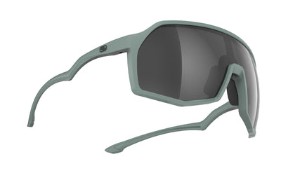 Rudy Project Thunder all-sport shield sunglasses are perfect for any outdoor activities including running, cycling, gravel biking, mountain biking, boating, golf and pickleball#color_thunder-green-sage-matte-frame-with-smoke-black-lenses