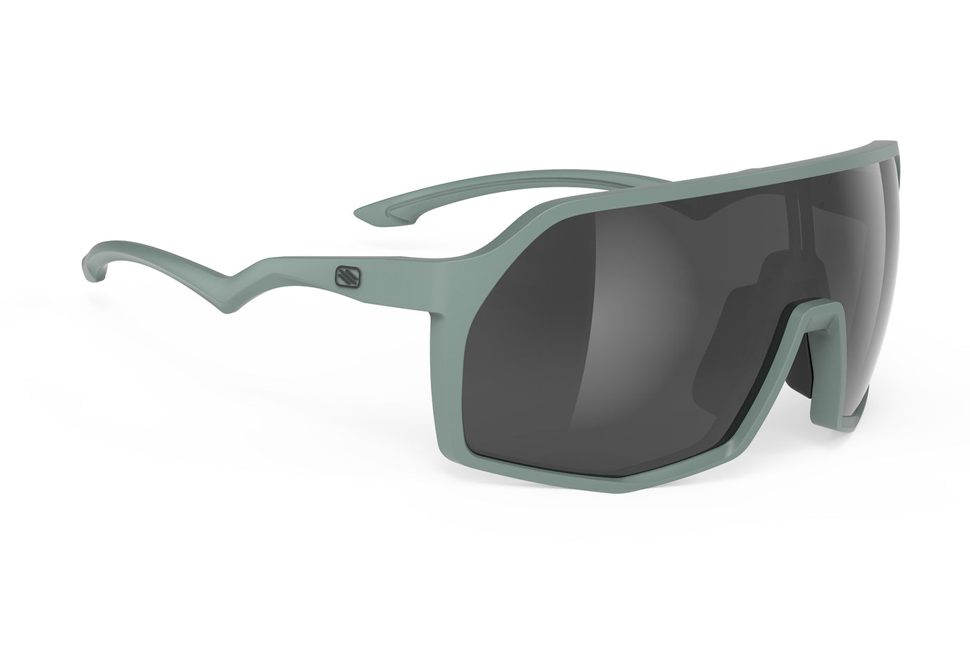 Rudy Project Thunder all-sport shield sunglasses are perfect for any outdoor activities including running, cycling, gravel biking, mountain biking, boating, golf and pickleball#color_thunder-green-sage-matte-frame-with-smoke-black-lenses