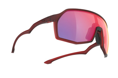 Rudy Project Thunder all-sport shield sunglasses are perfect for any outdoor activities including running, cycling, gravel biking, mountain biking, boating, golf and pickleball#color_thunder-frozen-bordeaux-frame-with-multilaser-red-lenses