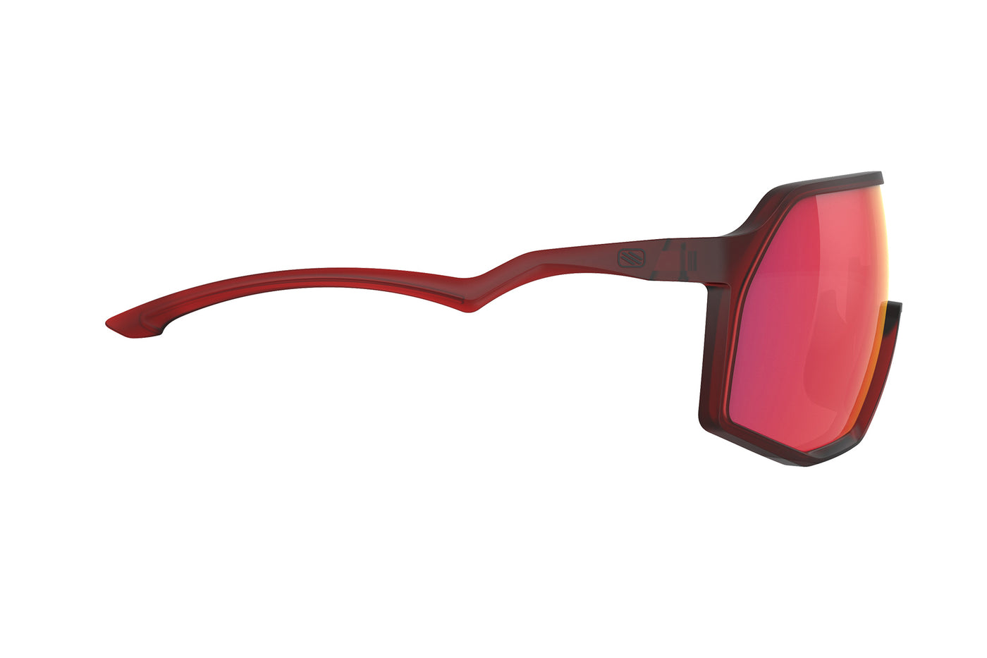 Rudy Project Thunder all-sport shield sunglasses are perfect for any outdoor activities including running, cycling, gravel biking, mountain biking, boating, golf and pickleball#color_thunder-frozen-bordeaux-frame-with-multilaser-red-lenses