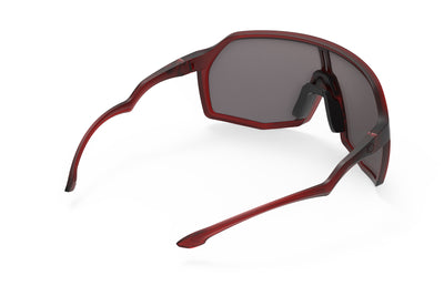 Rudy Project Thunder all-sport shield sunglasses are perfect for any outdoor activities including running, cycling, gravel biking, mountain biking, boating, golf and pickleball#color_thunder-frozen-bordeaux-frame-with-multilaser-red-lenses