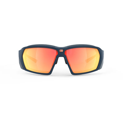 Rudy Project prescription hiking and glacier sport sunglasses#color_agent-q-blue-navy-matte-with-multilaser-orange-lenses