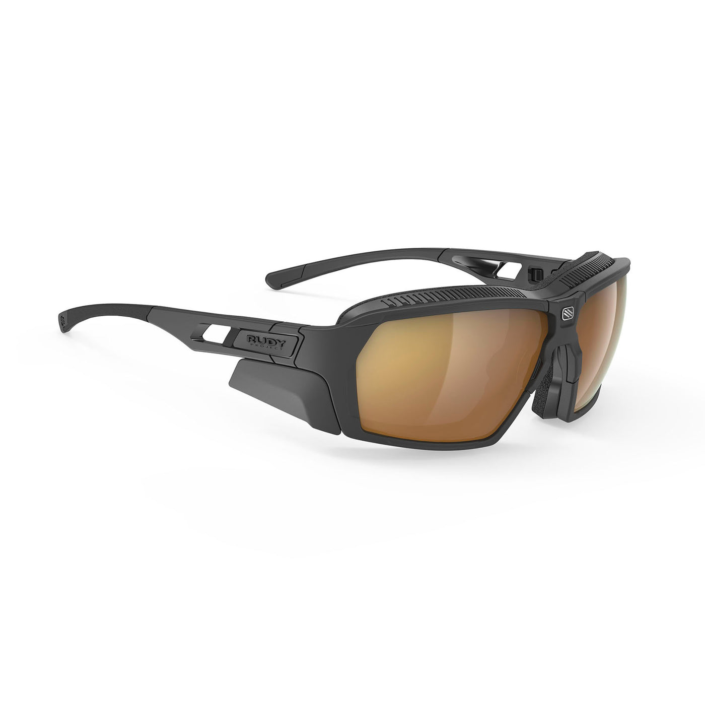 Rudy Project Agent Q prescription hiking and glacier sport sunglasses#color_agent-q-black-matte-with-impactx-photochromic-2-laser-crimson-lenses