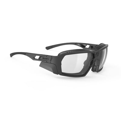 Rudy Project prescription hiking and glacier sport sunglasses#color_agent-q-stealth-matte-black-with-impactx-photochromic-2-black-lenses