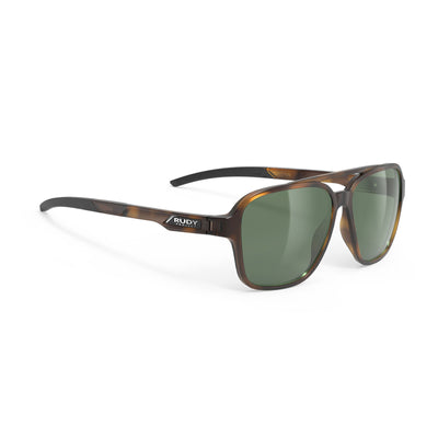 Rudy Project aviator lifestyle and beach prescription sunglasses#color_croze-demi-turtle-gloss-with-green-lenses
