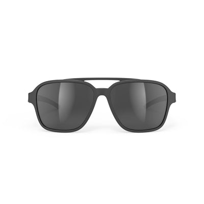 Rudy Project aviator lifestyle and beach prescription sunglasses#color_croze-matte-black-with-smoke-black-lenses