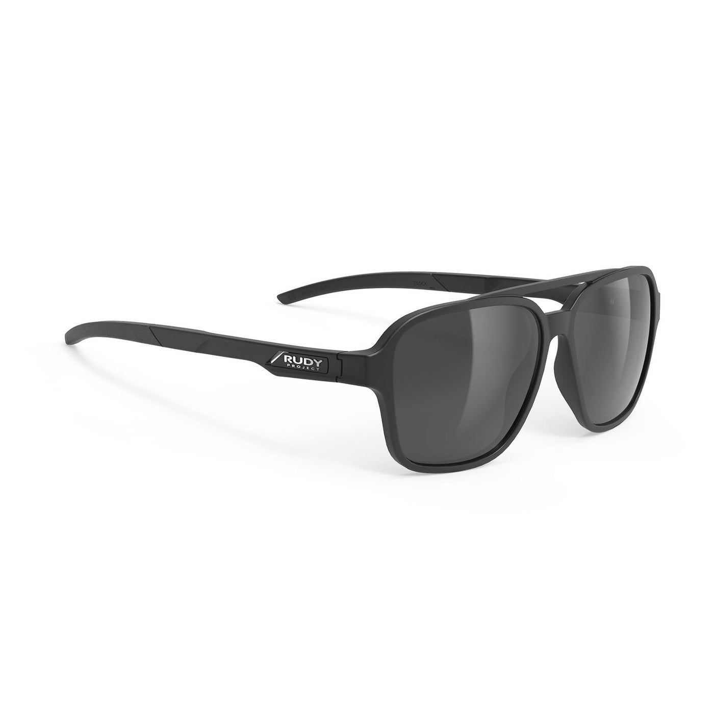 Rudy Project aviator lifestyle and beach prescription sunglasses#color_croze-matte-black-with-smoke-black-lenses