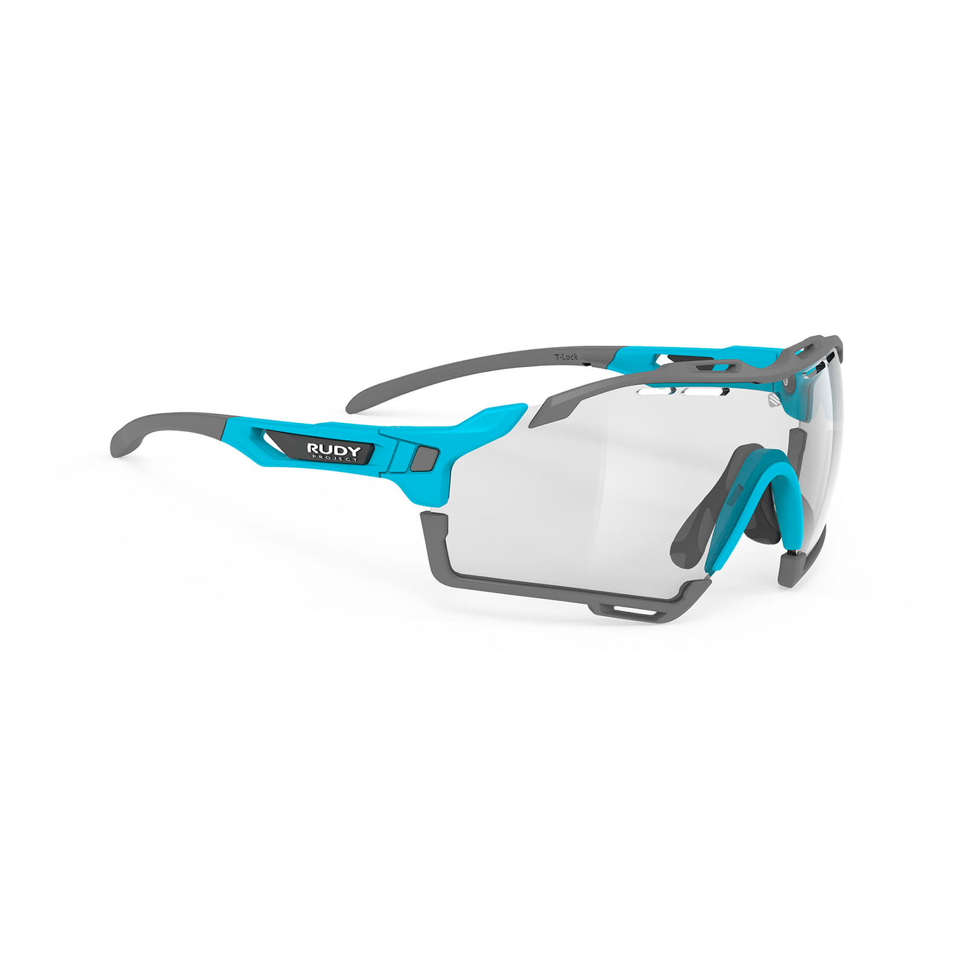 Rudy Project Cutline running and cycling sport and sport prescription sunglasses#color_cutline-lagoon-matte-with-impactx-photochromic-2-laser-black-lenses-grey-bumpers