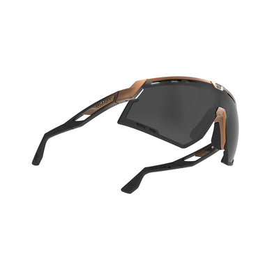 Rudy Project Defender running and cycling sport prescription sunglasses with ultimate adjustability and features for all outdoor enthusiasts#color_defender-bronze-matte-frame-and-smoke-black-lenses-fade-black-bumpers