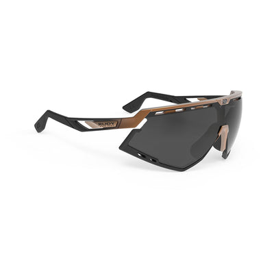 Rudy Project Defender running and cycling sport prescription sunglasses with ultimate adjustability and features for all outdoor enthusiasts#color_defender-bronze-matte-frame-and-smoke-black-lenses-fade-black-bumpers