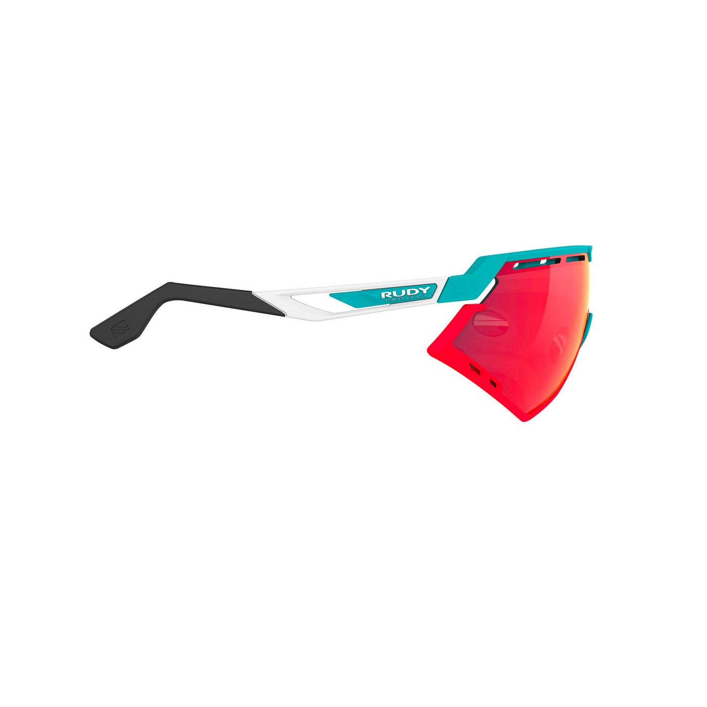 Rudy Project Defender running and cycling sport and sport prescription sunglasses#color_defender-emerald-white-matte-with-multilaser-red-lenses-red-fluo-bumpers