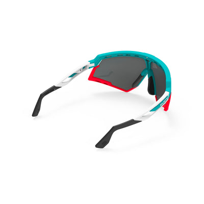 Rudy Project Defender running and cycling sport and sport prescription sunglasses#color_defender-emerald-white-matte-with-multilaser-red-lenses-red-fluo-bumpers