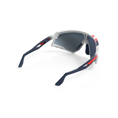 Rudy Project running and cycling sport sunglasses#color_defender-white-gloss-frame-and-multilaser-ice-lenses-fade-blue-red-stripes-bumpers