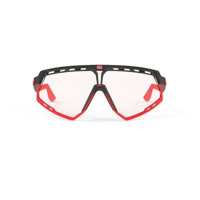 Rudy Project running and cycling sport sunglasses#color_defender-matte-black-frame-and-impactx-photochromic-2-red-lenses-red-bumpers