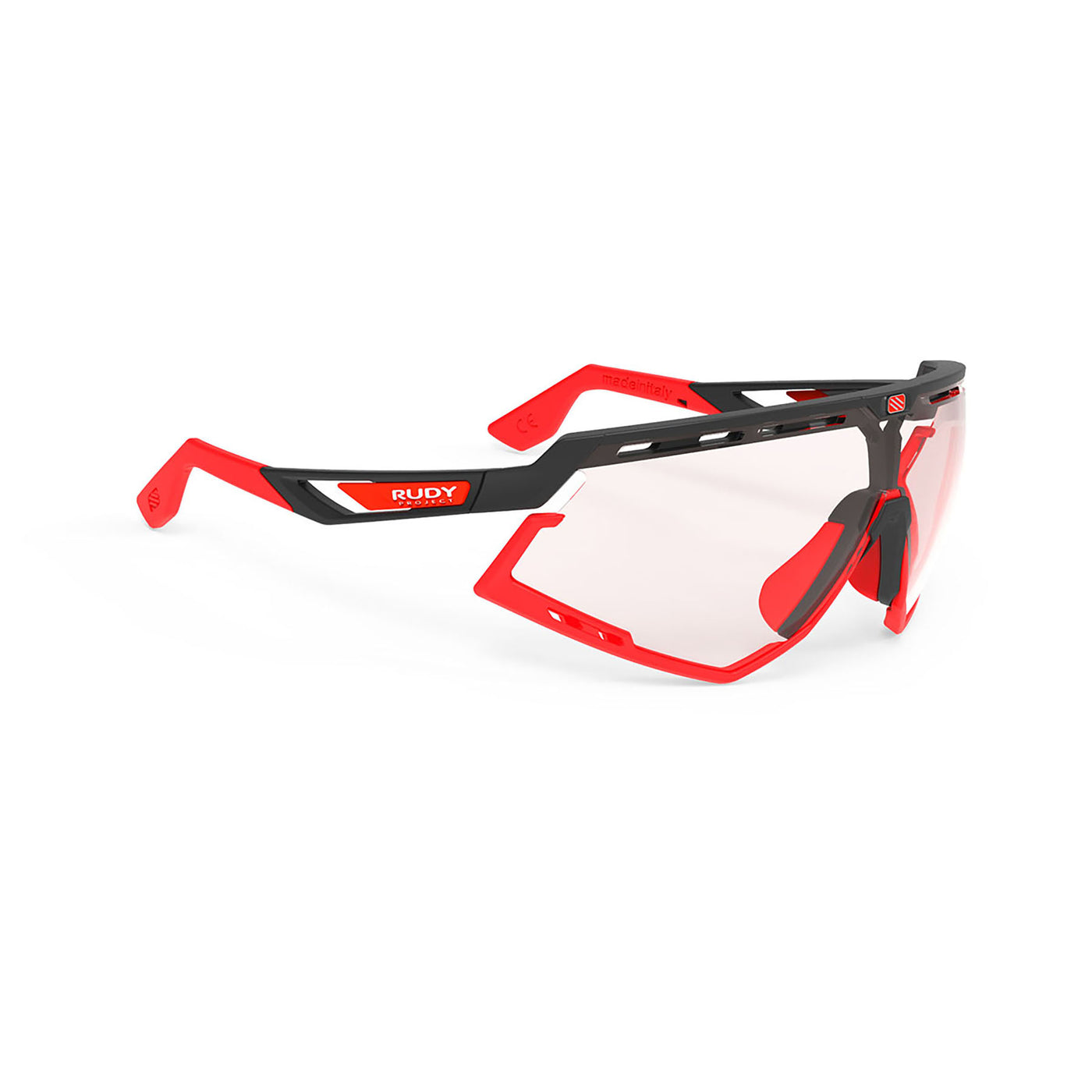Rudy Project running and cycling sport sunglasses#color_defender-matte-black-frame-and-impactx-photochromic-2-red-lenses-red-bumpers