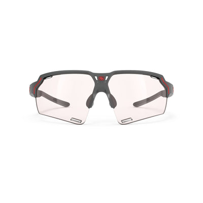 Rudy Project running and cycling sport prescription sunglasses#color_deltabeat-charcoal-matte-frame-with-impactx-photochromic-2-red-lenses