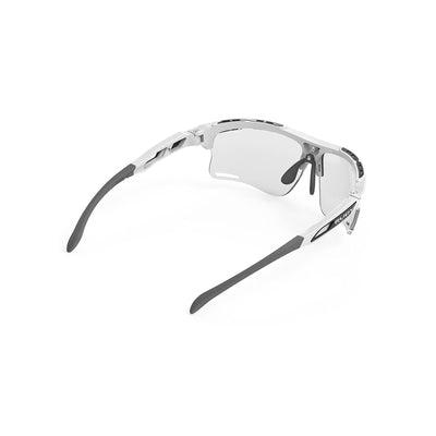 Rudy Project running and cycling sport prescription sunglasses#color_keyblade-white-gloss-frame-and-impactx-photochromic-2-laser-black-lenses