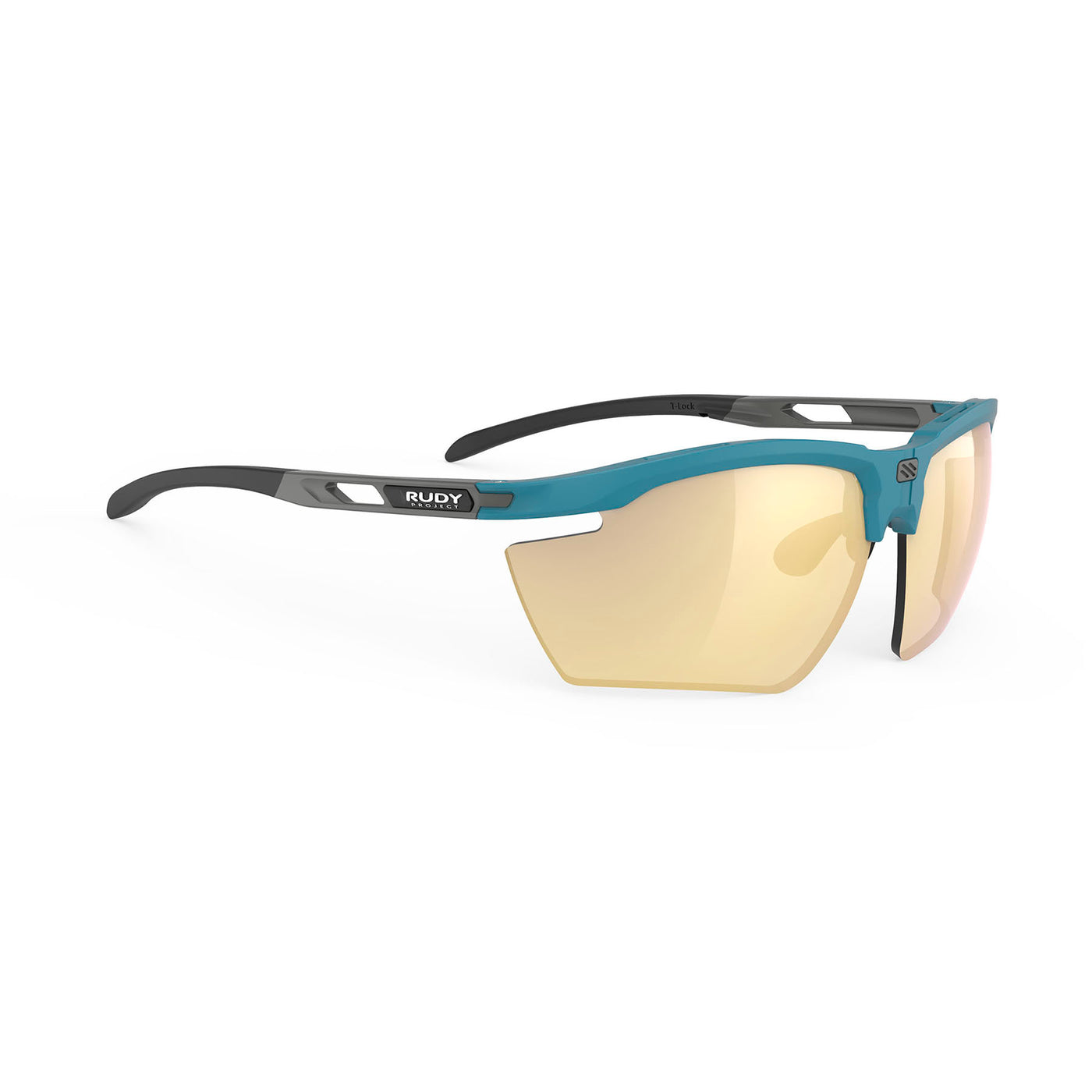 Rudy Project Magnus running and cycling sport and prescription sport sunglasses#color_magnus-light-teal-matte-with-multilaser-gold-lenses
