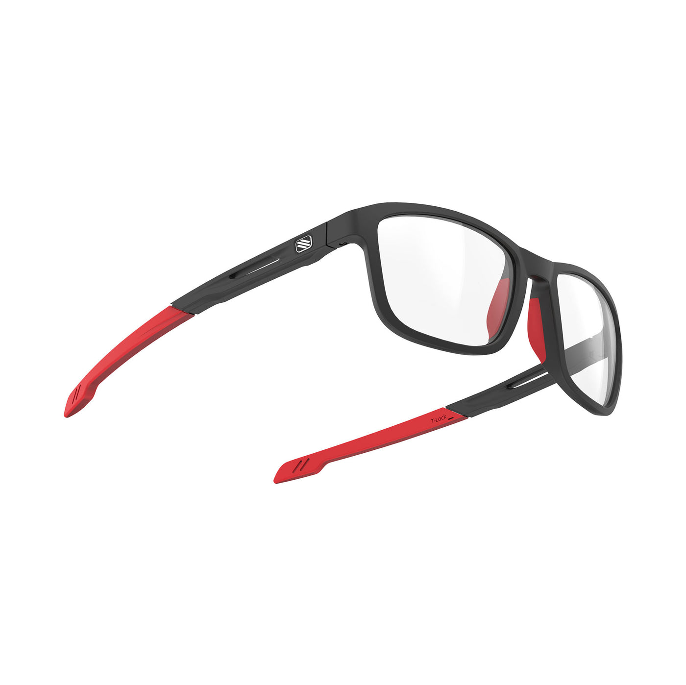 Rudy Project Pulse lightweight eyeglasses for all day comfort#color_pulse-53-black-matte-with-red-tips-and-demo-lenses