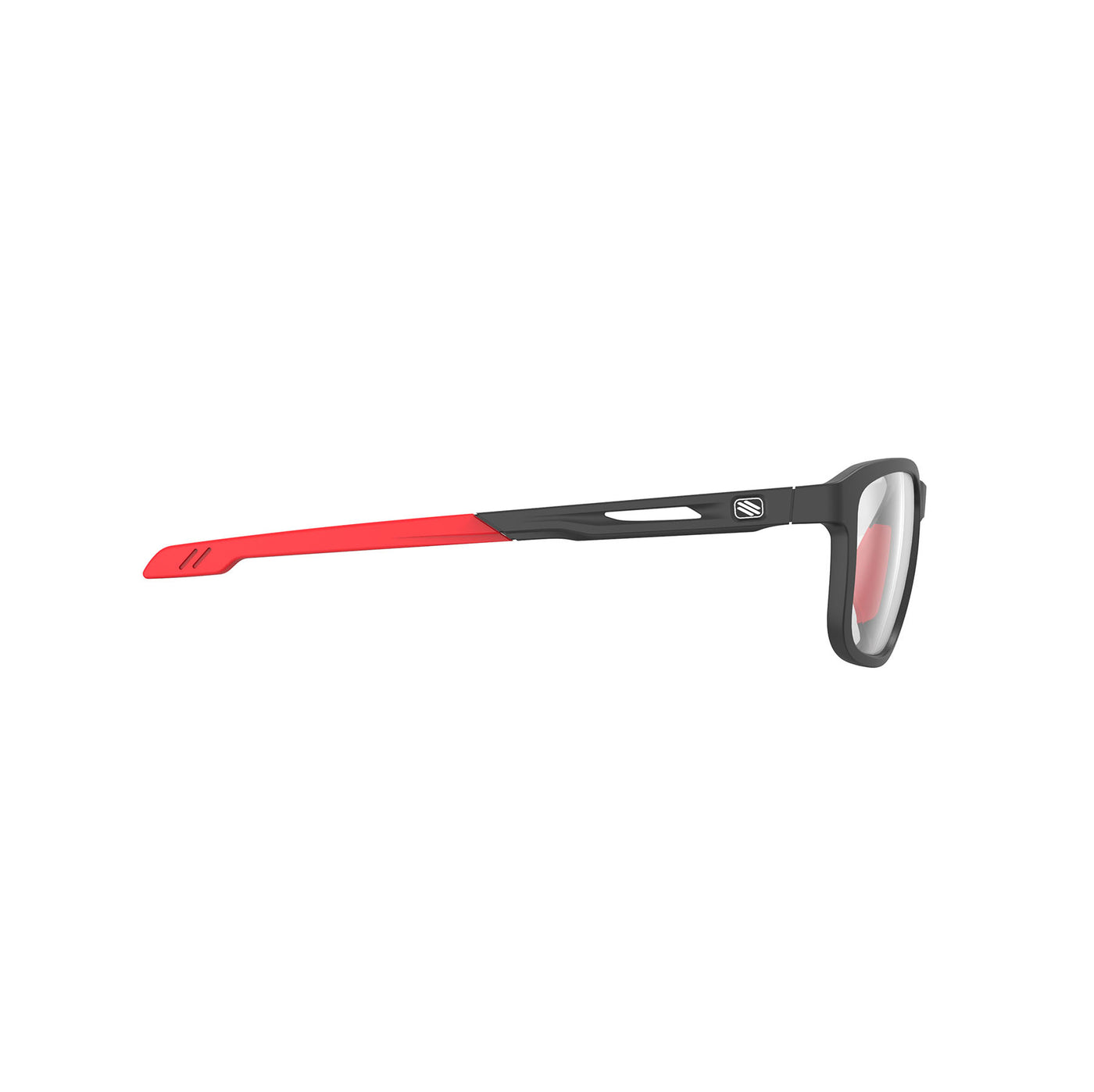 Rudy Project Pulse lightweight eyeglasses for all day comfort#color_pulse-53-black-matte-with-red-tips-and-demo-lenses