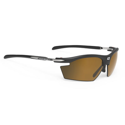 Rudy Project prescription ready sportrx running and cycling sunglasses#color_rydon-matte-black-frame-and-polar-3fx-brown-laser-lenses