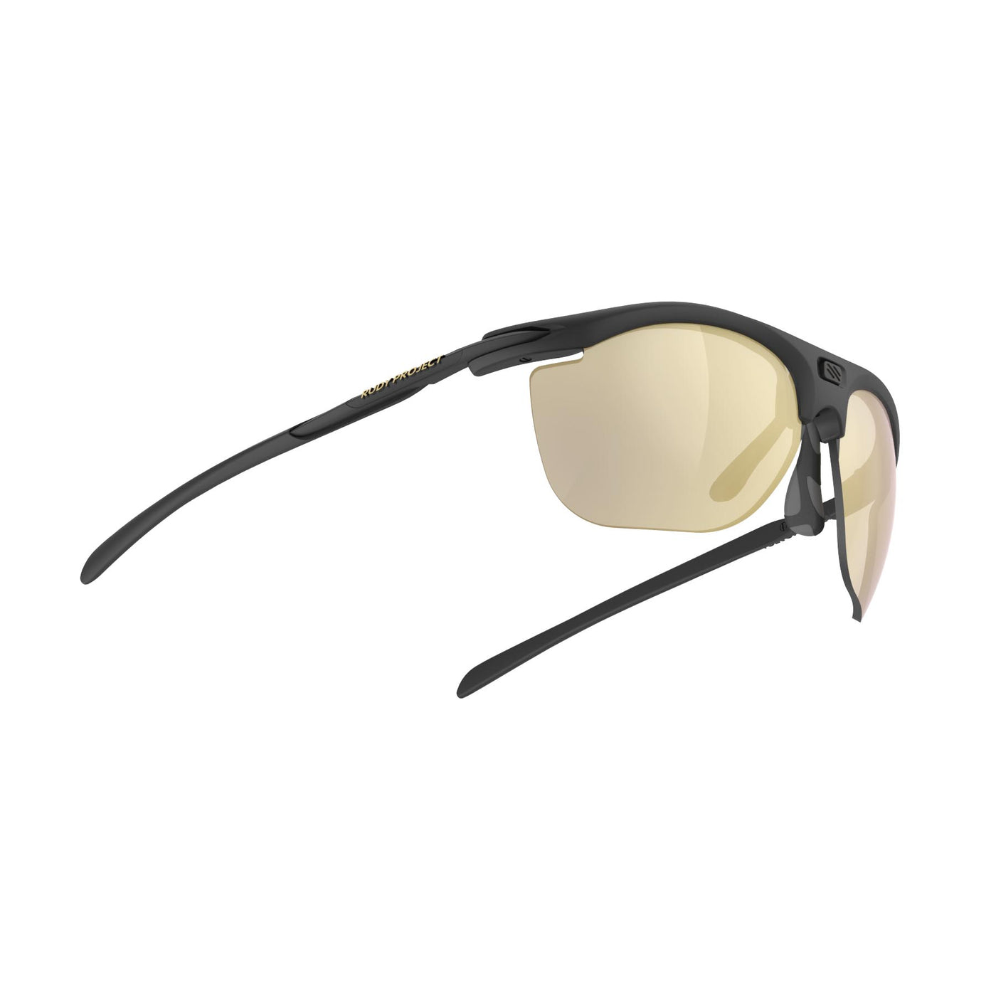 Rudy Project prescription ready running and cycling womens sport sunglasses#color_rydon-slim-curva-matte-black-frame-with-multilaser-gold-lenses