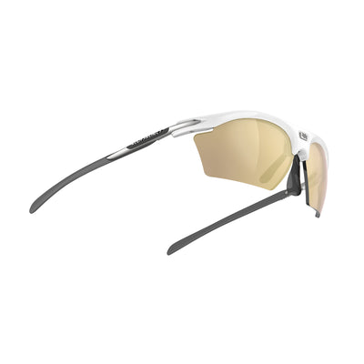Rudy Project prescription ready running and cycling womens sport sunglasses#color_rydon-slim-white-gloss-frame-and-multilaser-gold-lenses