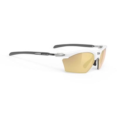 Rudy Project prescription ready running and cycling womens sport sunglasses#color_rydon-slim-white-gloss-frame-and-multilaser-gold-lenses