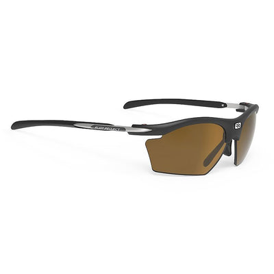 Rudy Project prescription ready running and cycling womens sport sunglasses#color_rydon-slim-matte-black-frame-and-polar-3fx-brown-laser-lenses