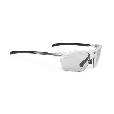 Rudy Project prescription ready running and cycling womens sport sunglasses#color_rydon-slim-white-carbonium-frame-and-impactx-photochromic-2-black-lenses