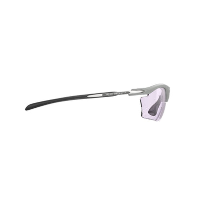Rudy Project prescription ready running and cycling womens sport sunglasses#color_rydon-slim-light-grey-matte-frame-and-impactx-photochromic-2-laser-purple-lenses