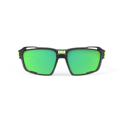 Rudy Project running and mountain biking prescription sunglasses#color_sintryx-ice-graphite-matte-frame-and-polar-3fx-hdr-multilaser-green-lenses