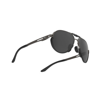 Rudy Project Skytrail aviator lifestyle and beach prescription sunglasses#color_skytrail-gun-matte-frame-and-polar-3fx-grey-laser-lenses