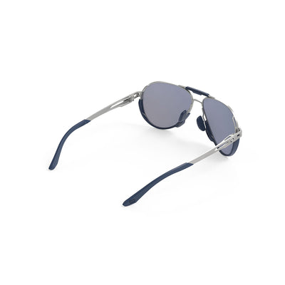 Rudy Project Skytrail aviator lifestyle and beach prescription sunglasses#color_skytrail-aluminum-matte-frame-and-multilaser-ice-lenses