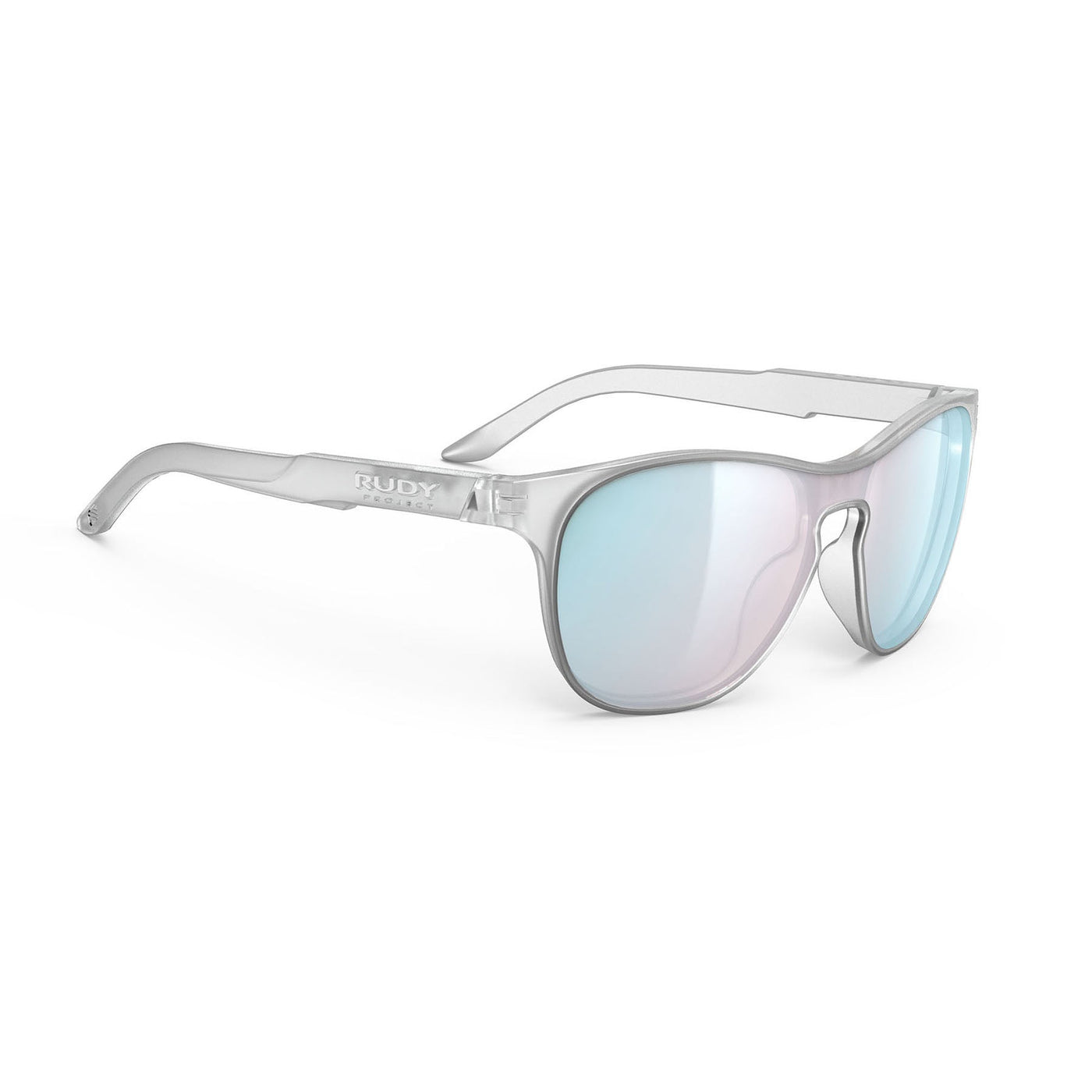 Rudy Project Soundshield lifestyle and beach prescription sunglasses#color_soundshield-ice-matte-with-multilaser-osmium-lenses