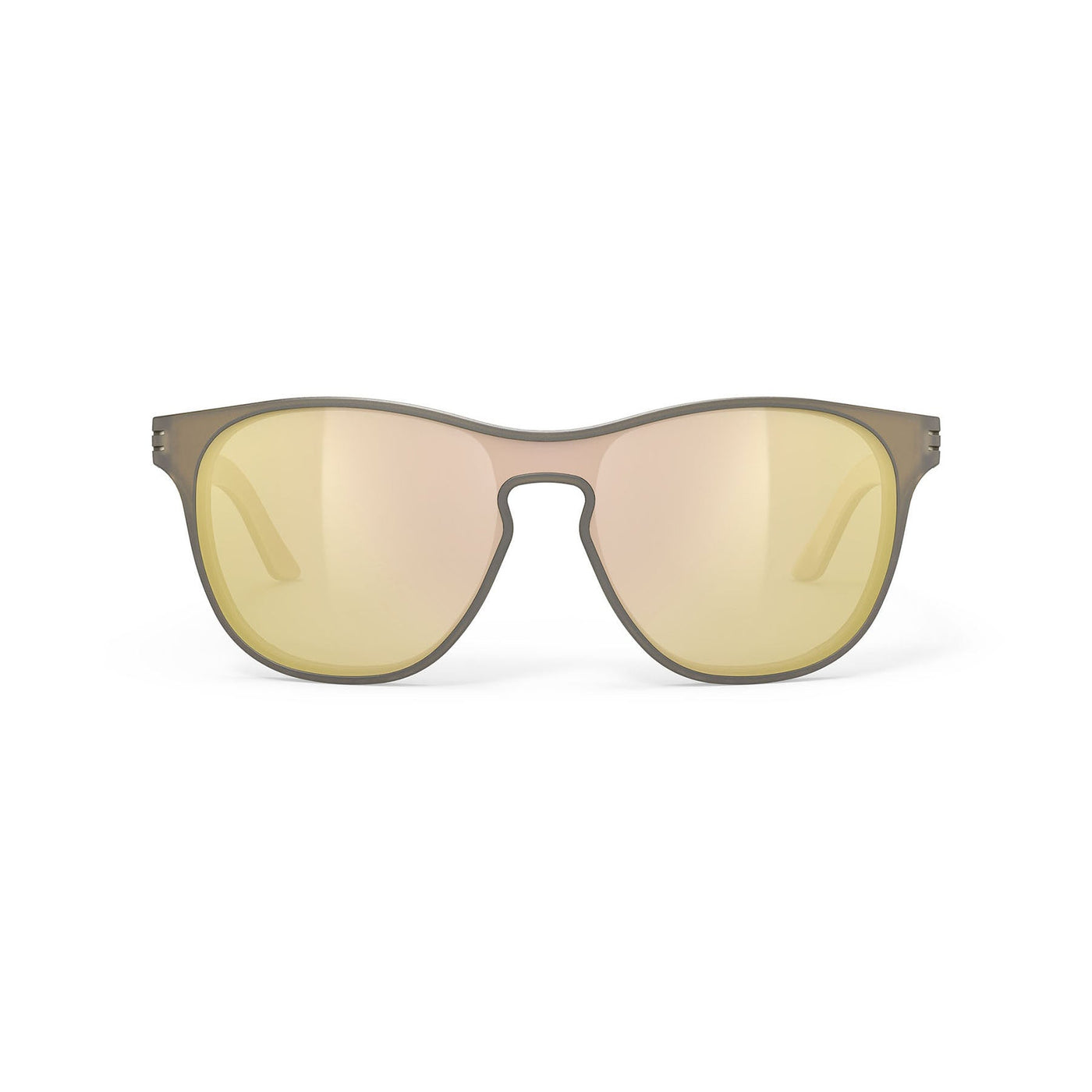 Rudy Project Soundshield lifestyle and beach prescription sunglasses#color_soundshield-ice-gold-matte-with-multilaser-gold-lenses