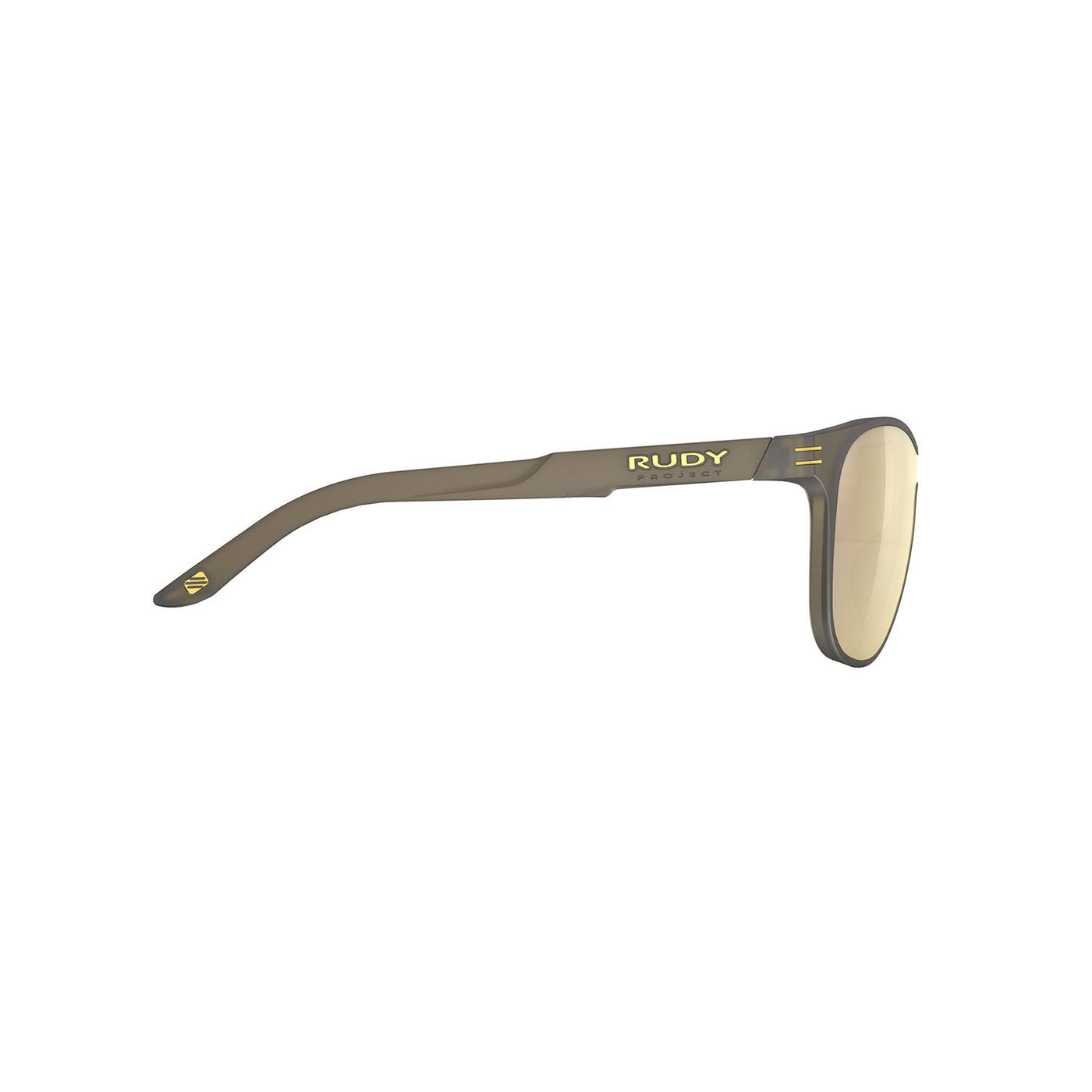 Rudy Project Soundshield lifestyle and beach prescription sunglasses#color_soundshield-ice-gold-matte-with-multilaser-gold-lenses